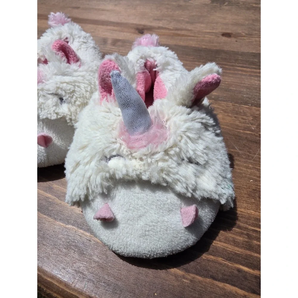 Girls Unicorn Slippers Size 5/6 UK 3/4 Plush Fuzzy Pink White House Shoes...